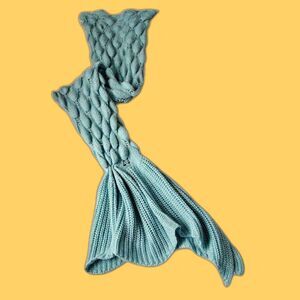 Turquoise hand-crafted crocheted mermaid tail